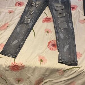 Men's Skinny Distressed Jeans - Gray